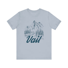 Buy light-blue Vail, Colorado Graphic Tee - Mountain Illustration Vail T Shirt