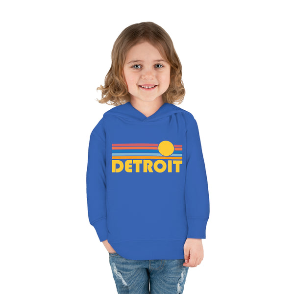 Detroit, Michigan Toddler Hoodie - Retro Sunrise Unisex Detroit Toddler Sweatshirt