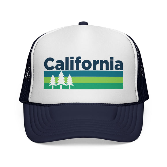 California Retro Trees Trucker Hat - Vintage Style California Cap