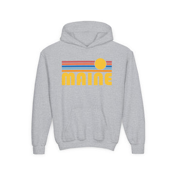 Buy sport-grey Maine Youth Hoodie - Retro Sun Maine Youth Sweatshirt