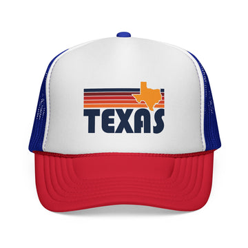 Buy blue-red Retro Texas state stripe Trucker Hat | Vintage Lone Star hat