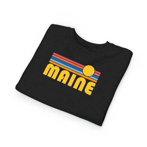 Maine Toddler Sweatshirt - Retro Sun Maine Toddler Crewneck Sweatshirt