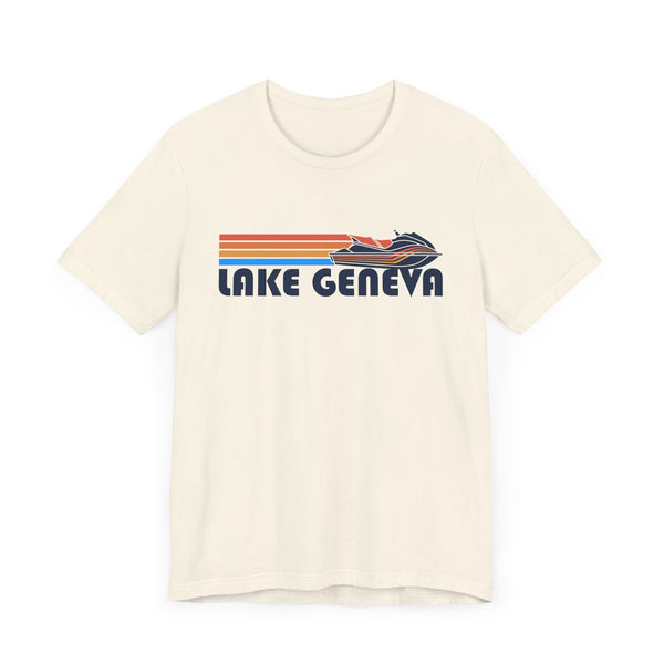 Lake Geneva, Wisconsin T Shirt - Retro Jetski PWC Graphic Tee