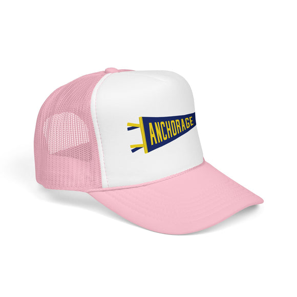 Anchorage, Alaska Pennant Trucker Hat — Retro Flag Foam Cap