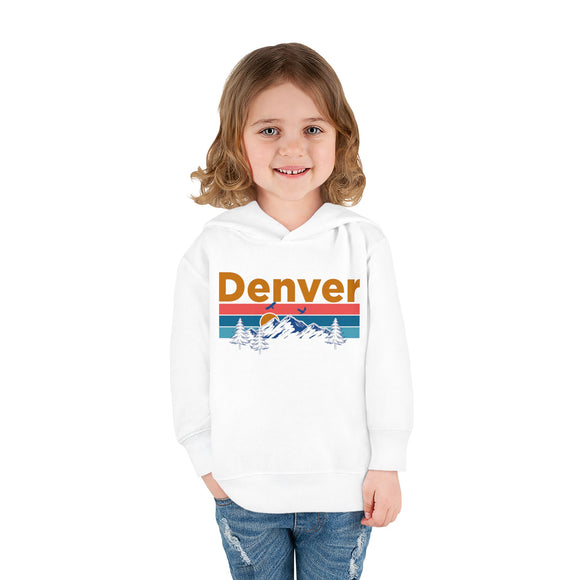 Denver Toddler Hoodie - Retro Mountain Sun Unisex Denver Toddler Sweatshirt
