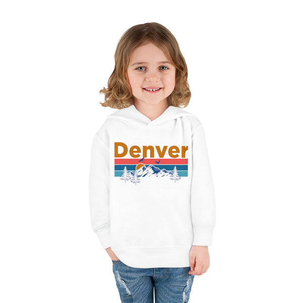 Denver Toddler Hoodie - Retro Mountain Sun Unisex Denver Toddler Sweatshirt