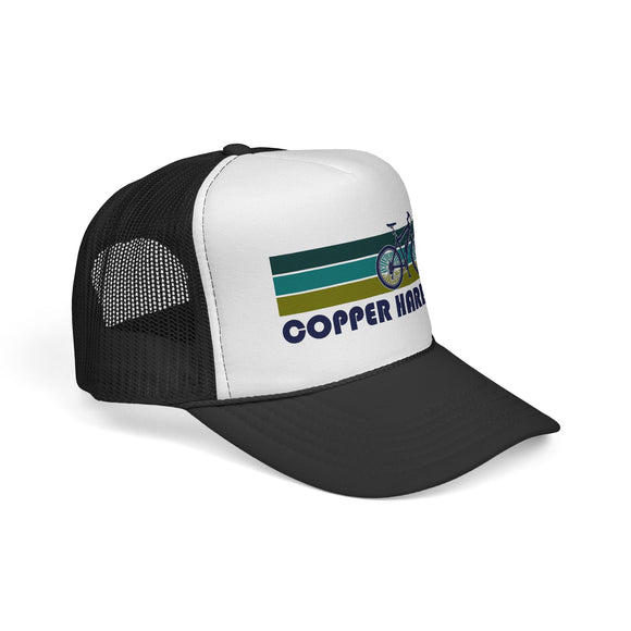 Copper Harbor, Michigan Retro Bike Trucker Hat - Vintage Style Copper Harbor Cap