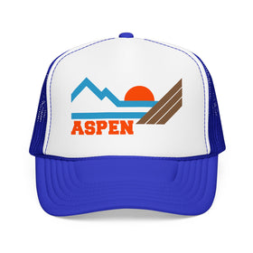 Buy royal-white-royal Aspen, Colorado Trucker Hat - Aspen Mountain Cap
