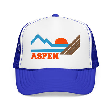 Buy royal-white-royal Aspen, Colorado Trucker Hat - Aspen Mountain Cap