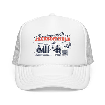 Buy white Jackson Hole, Wyoming Après-ski Trucker Hat — Foam Mesh Cap