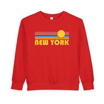 Buy red New York, New York Toddler Sweatshirt - Retro Sun New York Toddler Crewneck Sweatshirt