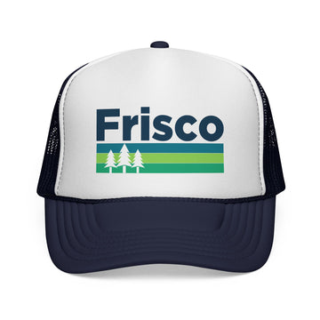 Buy dark-navy Frisco, Texas Retro Trees Trucker Hat - Vintage Style Frisco Cap