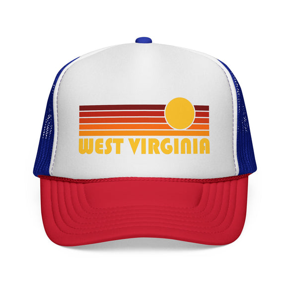 West Virginia Retro Sun Trucker Hat - Vintage Style West Virginia Cap