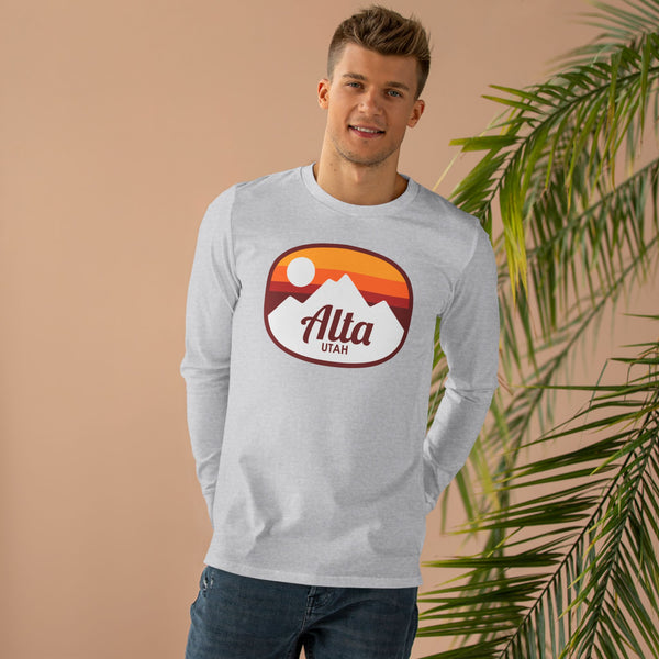 Alta, Utah Mens Base Long-sleeve Tee - Retro Ombre Heavy Weight Long Sleeve T-shirt