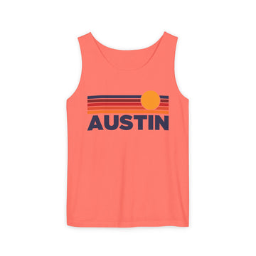 Austin, Texas Retro Sunstripe Tank Top | Comfort Colors - 100% Cotton