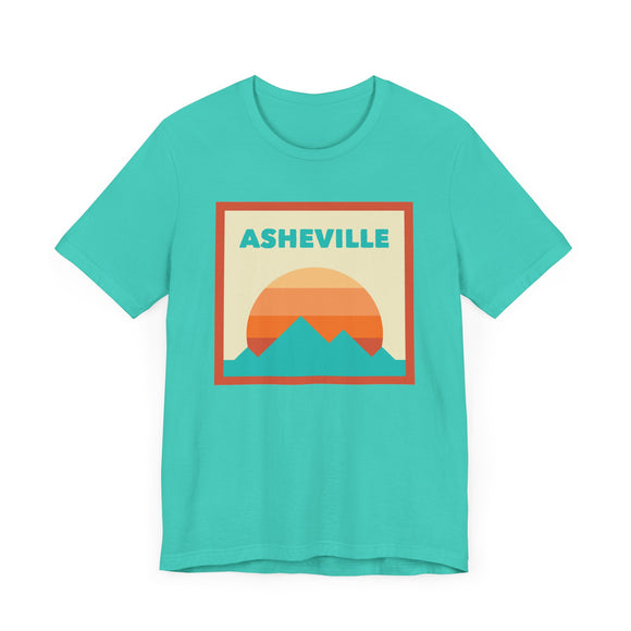 Retro Asheville, North Carolina T-Shirt, Mountain Sun Tee, Unisex Graphic Shirt, Vintage Top, Outdoor Adventure Clothing