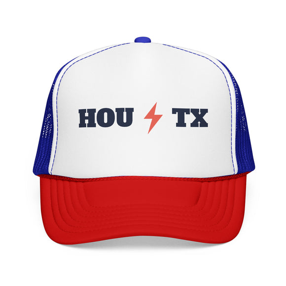 Houston, Texas Retro Trucker Hat - Lightning Foam Cap