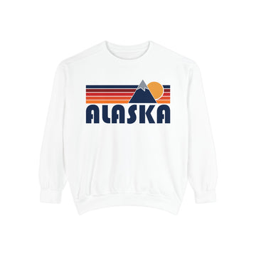 Buy white Alaska Mountain Stripes Sweatshirt | Comfort Colors - 100% Cotton