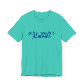 Buy teal Gulf Shores T-Shirt | 100% Cotton Retro Alabama Tee