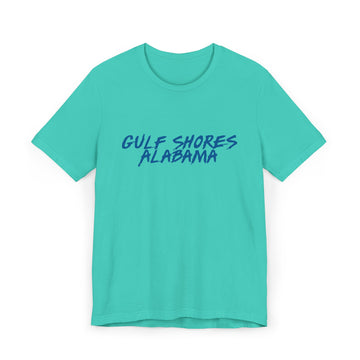 Buy teal Gulf Shores T-Shirt | 100% Cotton Retro Alabama Tee