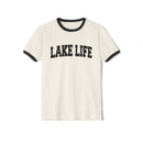 Lake Life Cotton Ringer T-Shirt - Nature Lover Gift, Outdoor Enthusiast Tee, Camping Shirt, Summer Vibes Top, Relaxation Apparel-2