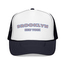 Brooklyn, New York Foam Trucker Hat - Retro Pastel Script Mesh Cap-5