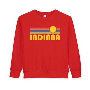 Buy red Indiana Toddler Sweatshirt - Retro Sun Indiana Toddler Crewneck Sweatshirt