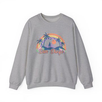 Buy sport-grey San Diego, California Sweatshirt - Unisex Retro Beach Crewneck San Diego Sweatshirt