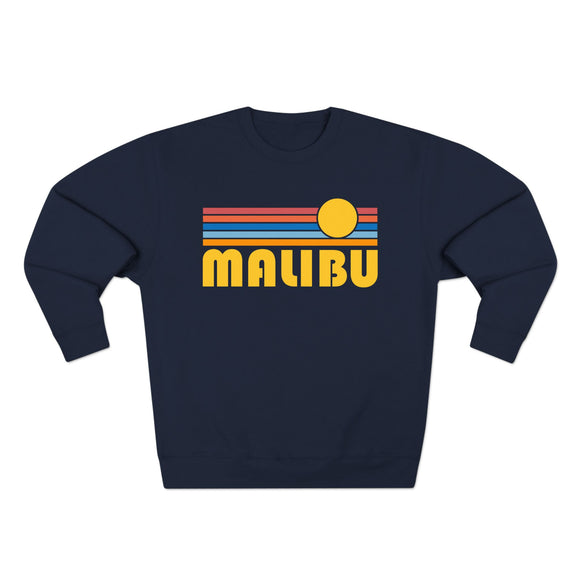 Premium Malibu, California Retro Sun Graphic Sweatshirt