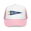 San Jose, California Pennant Trucker Hat — Retro Flag Foam Cap-3