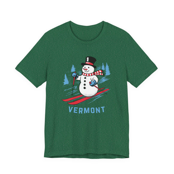 Vermont T Shirt - Ski Snowman Graphic Vermont Tee