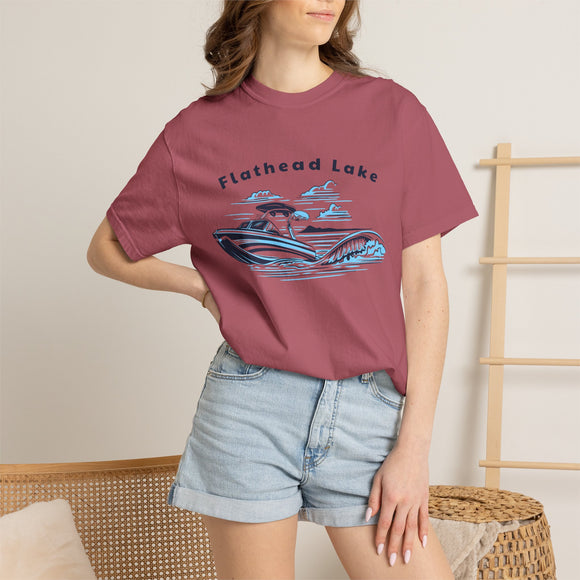 Flathead Lake T Shirt, Comfort Colors Cotton 100% Cotton Wakeboard Boat Tee