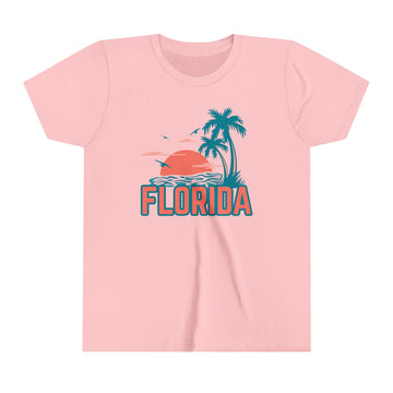 Buy pink Florida Youth Shirt - Retro Palm Tree Florida Kid's T-Shirt