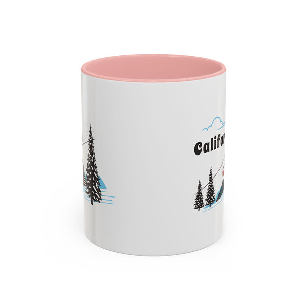 California Retro Snow Skiing Mountain 11 oz Mug, Ski Lodge Decor Coffee Cup, Mountain Gondola Lover Gift, Retro Skiing Mug