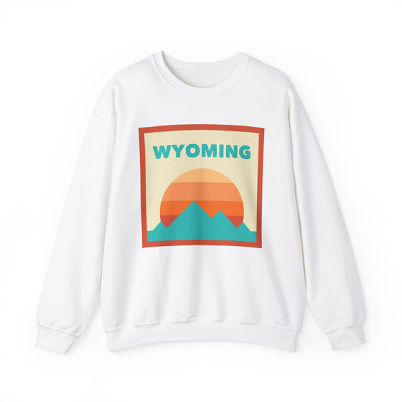 Retro Wyoming Sweatshirt, Mountain Sun Design, Unisex Crewneck, Gift for Outdoorsy Friends, Vintage Wyoming Jumper