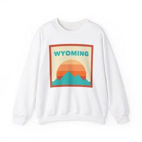 Retro Wyoming Sweatshirt, Mountain Sun Design, Unisex Crewneck, Gift for Outdoorsy Friends, Vintage Wyoming Jumper
