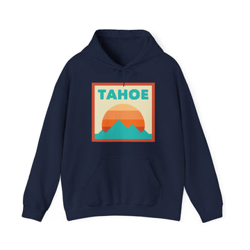 Buy navy Lake Tahoe, California Mountain Sun Hoodie - Unisex Hooded Sweatshirt, Travel Sweatshirt, Sunset