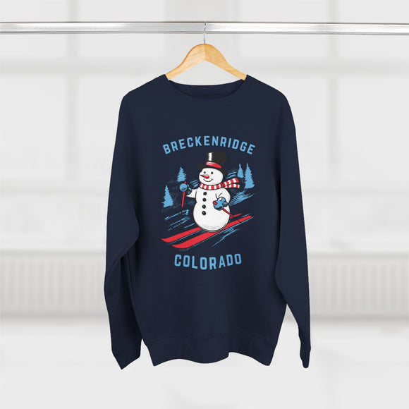 Premium Breckenridge, Colorado Skiing Snowman Sweatshirt