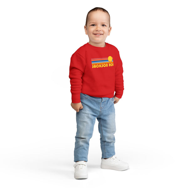 Jackson Hole, Wyoming Toddler Sweatshirt - Retro Sun Jackson Hole Toddler Crewneck Sweatshirt