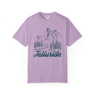 Buy orchid Telluride, Colorado Graphic Tee - Mountain Illustration Telluride T Shirt