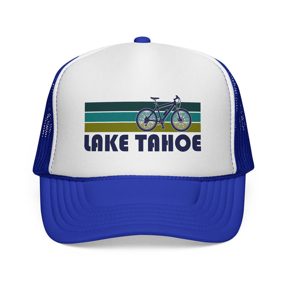 Lake Tahoe, California Retro Bike Trucker Hat - Vintage Style Lake Tahoe Cap