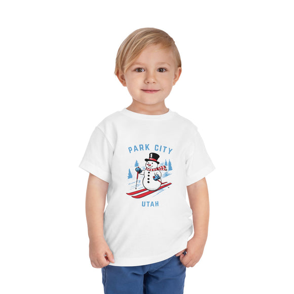 Park City, Utah Toddler Skiing Snowman Graphic Tee - Kids Park City T-Shirt