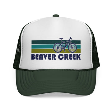 Buy dark-green Beaver Creek, Colorado Retro Bike Trucker Hat - Vintage Style Beaver Creek Cap