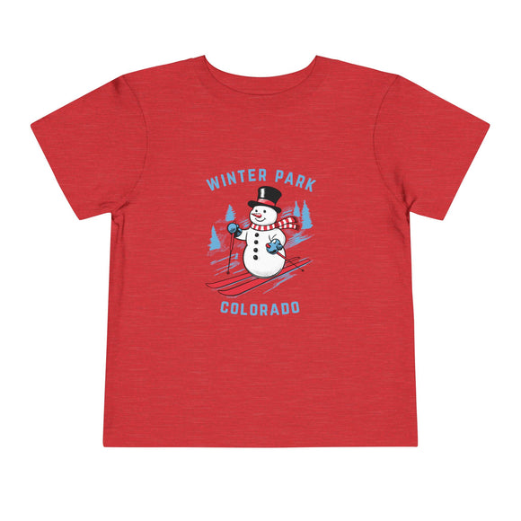 Winter Park, Colorado Toddler Skiing Snowman Graphic Tee - Kids Winter Park Shirt