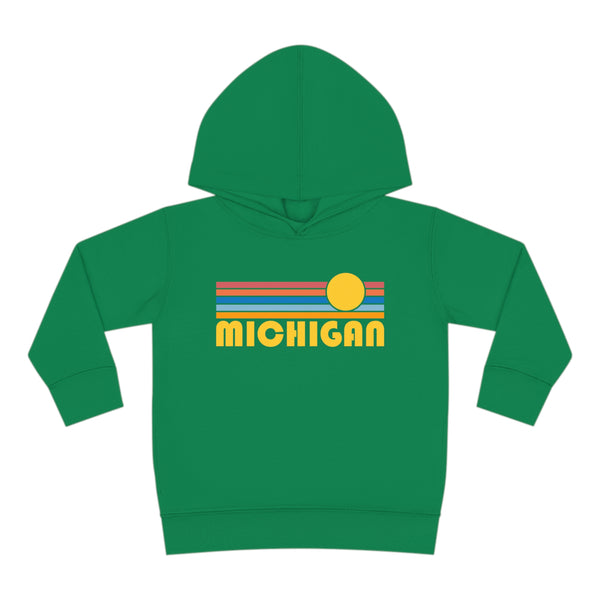 Michigan Toddler Hoodie - Retro Sunrise Unisex Michigan Toddler Sweatshirt