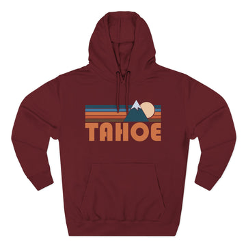 Buy burgundy Tahoe, California Hoodie - Retro Mountain Unisex Sweatshirt