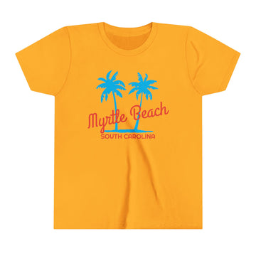 Buy gold Myrtle Beach, South Carolina Youth Shirt - Retro Palm Tree Myrtle Beach Kid's T-Shirt