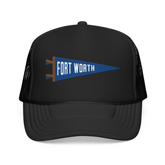 Fort Worth, Texas Pennant Trucker Hat — Retro Flag Foam Cap