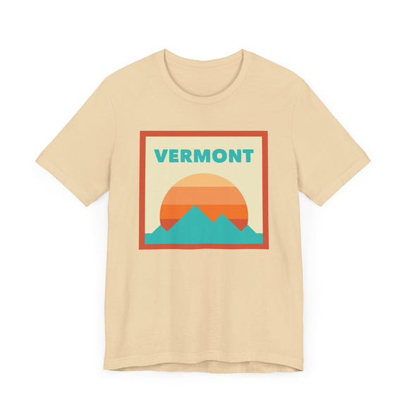 Retro Vermont T-Shirt, Mountain Sun Tee, Unisex Graphic Shirt, Vintage Vermont Top, Outdoor Adventure Clothing