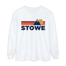 Stowe, Vermont Long Sleeve T-Shirt Retro Mountain, Unisex Stowe Unisex Garment-dyed Long Sleeve T-Shirt-2